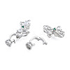Brass Pave Clear & Green Cubic Zirconia Fold Over Clasps KK-N231-360P-3