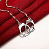 Hot Style Silver Color Plated Brass Cable Chain Handcuff Pendant Necklace NJEW-BB00360-4
