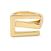 Brass Letter E Geometric Open Cuff Rings for Women RJEW-B062-01G-2