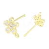 Brass Pave Clear Cubic Zirconia Stud Earring Findings KK-F875-08G-2