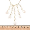 Brass Natural Pearl Rice Beads Tassel Pendant Necklaces NJEW-TA00254-4