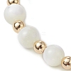 Round Natural Sea Shell Beaded Stretch Bracelets with Brass Beads for Women Men BJEW-JB10278-2