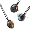 Natural Labradorite Oval Pendant Necklaces PW-WGBBC83-01-2