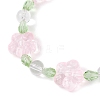 3Pcs 3 Colors Plum Blossom Flower Glass Beads Stretch Bracelets for Women BJEW-JB12138-5