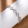 Brass Micro Pave Clear Cubic Zirconia Link Bracelets for Women BJEW-D342-03P-1