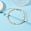 Glass & Shell Pearl Round Beads Braided Bead Bracelets BJEW-JB09874-4