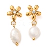 Vacuum Plating 304 Stainless Steel Flower Dangle Stud Earings with Rhinestone EJEW-M224-02G-1