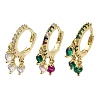 Rack Plating Brass Pave Cubic Zirconia Dangle Huggie Hoop Earrings for Women EJEW-C097-18G-1