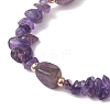 Natural Amethyst Chip & Cuboid Beaded Stretch Bracelets for Women BJEW-JB10808-01-3