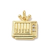 Brass Micro Pave Clear Cubic Zirconia Charms KK-A273-17G-1