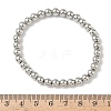 Brass Round Beaded Stretch Bracelets for Men Women BJEW-B148-05D-P-5
