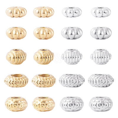 20Pcs 10 Styles 304 Stainless Steel Corrugated Beads STAS-TA0003-14-1