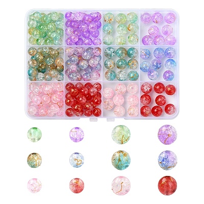 210Pcs 12 Styles Transparent Crackle Acrylic Beads DACR-YW0001-02-1