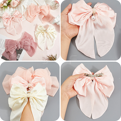 4Pcs 4 Styles Cloth Bowknot Alligator Hair Clips PHAR-SP0001-17B-1