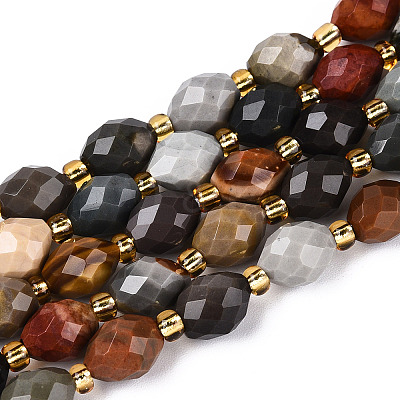 Natural Picture Jasper Beads Strands G-N342-53-8x6-09-1