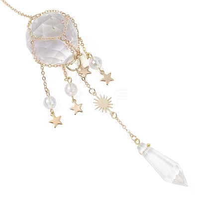 Glass & Acrylic Cone & Round Hanging Suncatchers HJEW-JM04570-01-1
