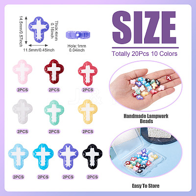 20Pcs 10 Colors Glass Beads Enamel Beads BLOW-TA0001-07B-1