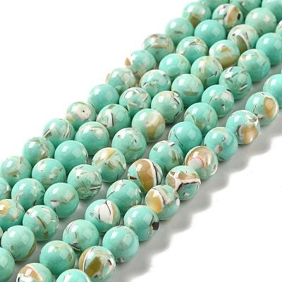 Synthetic Turquoise and Sea Shell Assembled Beads Strands G-D482-01C-08-1