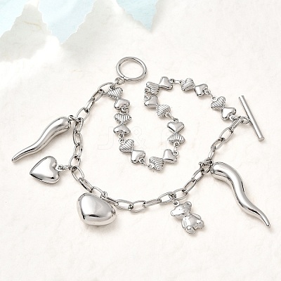 304 Stainless Steel Double-strand Bracelets BJEW-G758-01P-1