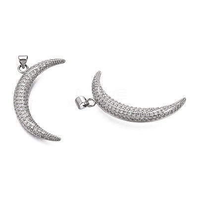 Brass Micro Pave Clear Cubic Zirconia Pendants KK-N227-140P-1