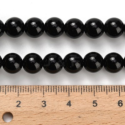 Natural Black Onyx(Dyed & Heated) Beads Strands G-H329-C06-8mm-1