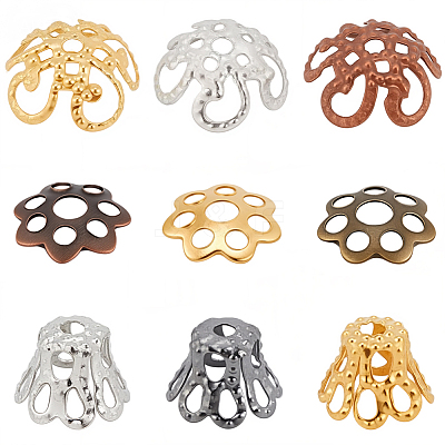 1350Pcs 9 Styles Iron Bead Caps IFIN-PA0001-08-1