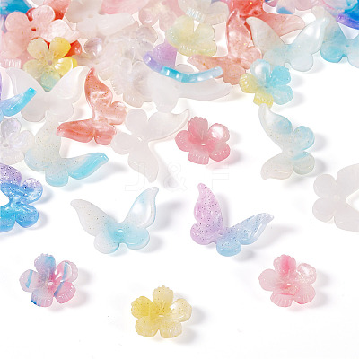 40Pcs 8 Styles Opaque & Transparent Cellulose Acetate Beads RESI-TA0003-51-1