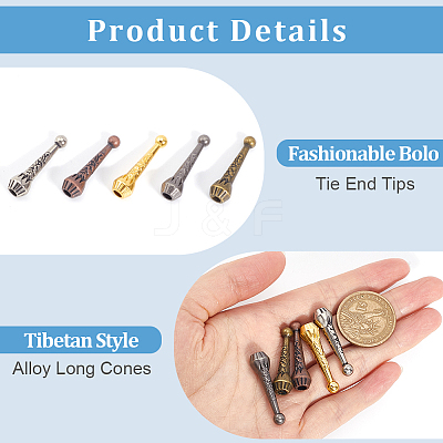 40Pcs 5 Colors Alloy Cord Ends FIND-GF0007-30-1