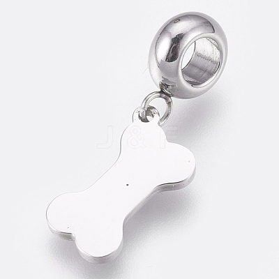 304 Stainless Steel European Dangle Charms STAS-O097-19P-1