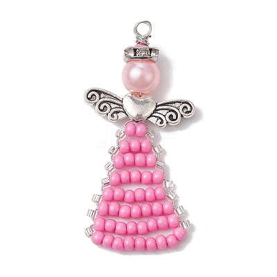 Glass Seed Beads Pendants PALLOY-MZ00381-01-1