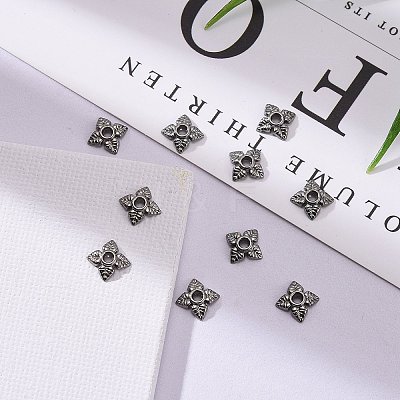 Tibetan Style Alloy Bead Caps TIBEB-Q018-B-FF-1