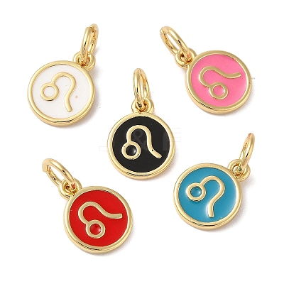 Real 18K Gold Plated Brass Enamel Charms KK-L216-001G-H-1