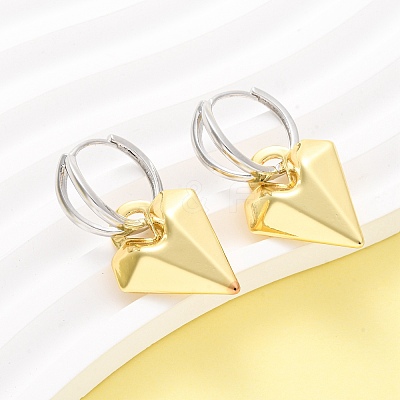 Two Tone Heart Brass Hoop Earrings EJEW-D322-12GP-02B-1