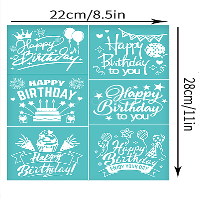 Happy Birthday Theme Self-Adhesive Silk Screen Printing Stencil X1-DIY-WH0338-328-1