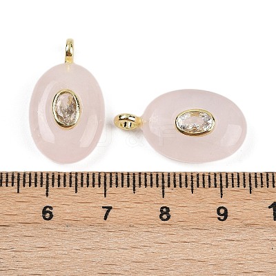 Natural Rose Quartz & Cubic Zirconia Pendants G-Z076-01G-10-1