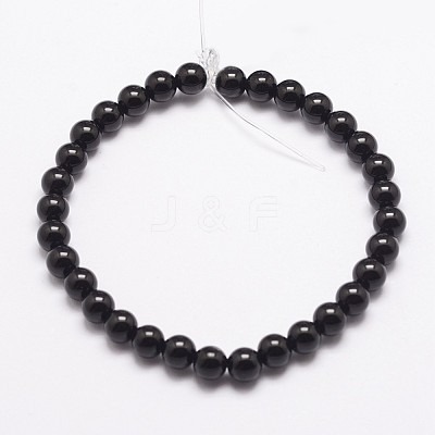 Natural Black Onyx Beads Strands X-G-A163-05-6mm-1