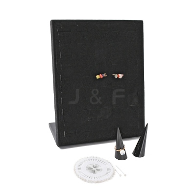 1Pc Wood Finger Ring Display Stands and 2Pcs Acrylic Ring Displays ODIS-PH0001-46-1