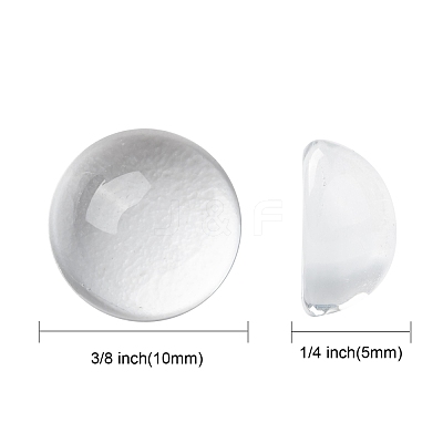 Transparent Half Round Glass Cabochons X-GGLA-R027-10mm-1