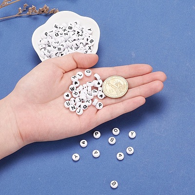 200Pcs 2 Style White Acrylic Enamel Beads SACR-YW0001-04-1