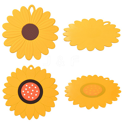 2Pcs 2 Style Flower Silicone Hot Pads AJEW-GF0011-17A-1
