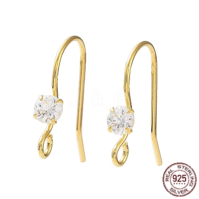 925 Sterling Silver with Clear Cubic Zirconia Earring Hooks STER-G036-16G-1