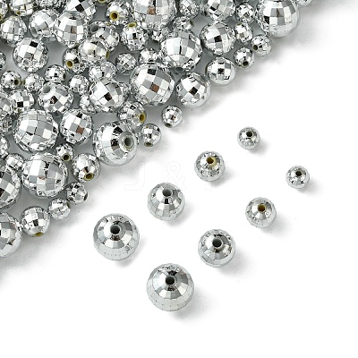 Faceted Round Plated Acrylic Beads PACR-YW0001-21-1