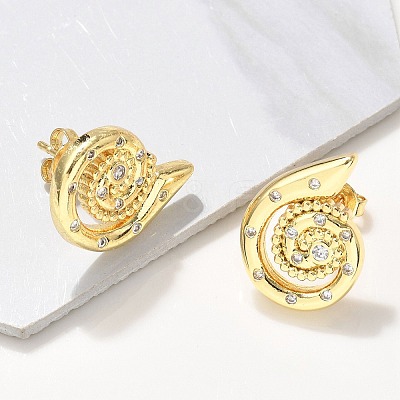Brass Micro Pave Clear Cubic Zirconia Stud Earrings EJEW-P303-03G-1