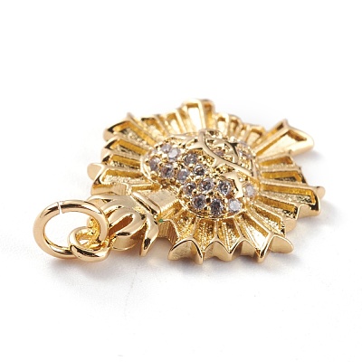 Brass Micro Pave Clear Cubic Zirconia Pendants ZIRC-H117-01G-1