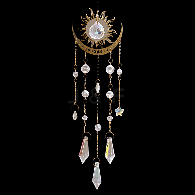 1Pc Metal Moon Hanging Ornaments AJEW-CN0004-04B-1