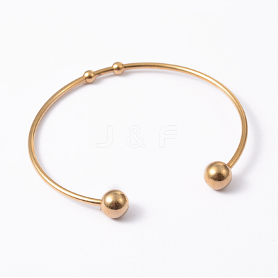 Fashion 304 Stainless Steel Cuff Bangles Torque Bangles BJEW-H473-01G-1