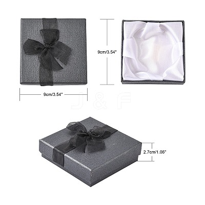 Bowknot Organza Ribbon Cardboard Bracelet Bangle Gift Boxes X-BC148-05-1