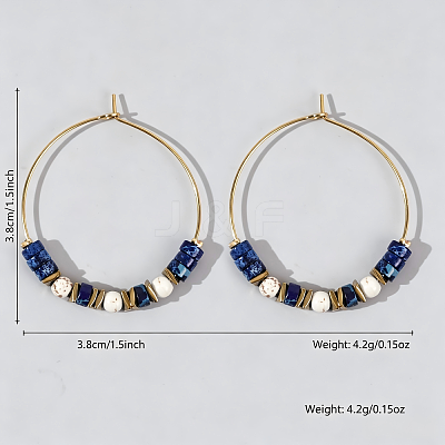 Bohemian Colorful Natural Stone Beaded Hoop Earrings for Women TC8754-3-1