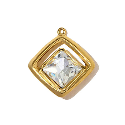 304 Stainless Steel Pave Cubic Zirconia Pendants STAS-OY010-14G-1-1