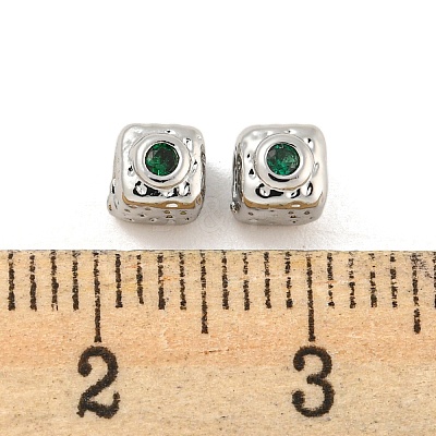 Brass Micro Pave Cubic Zirconia Beads KK-G490-18P-01-1